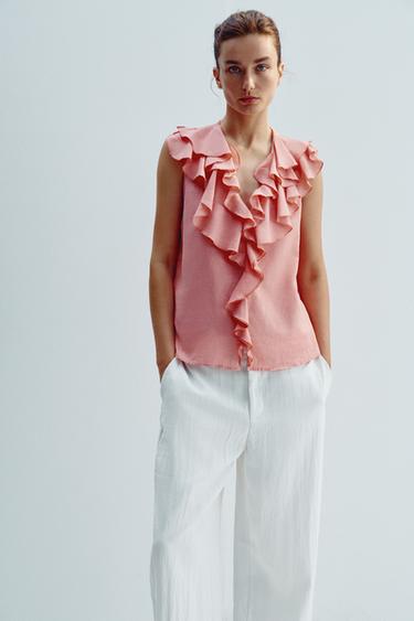 CHEMISE SANS MANCHES À VOLANTS - MARSALA de Zara - Image 2