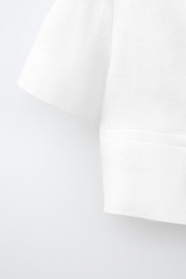 VESTE COURTE 100% LIN - Blanc cassé de Zara - Image 3