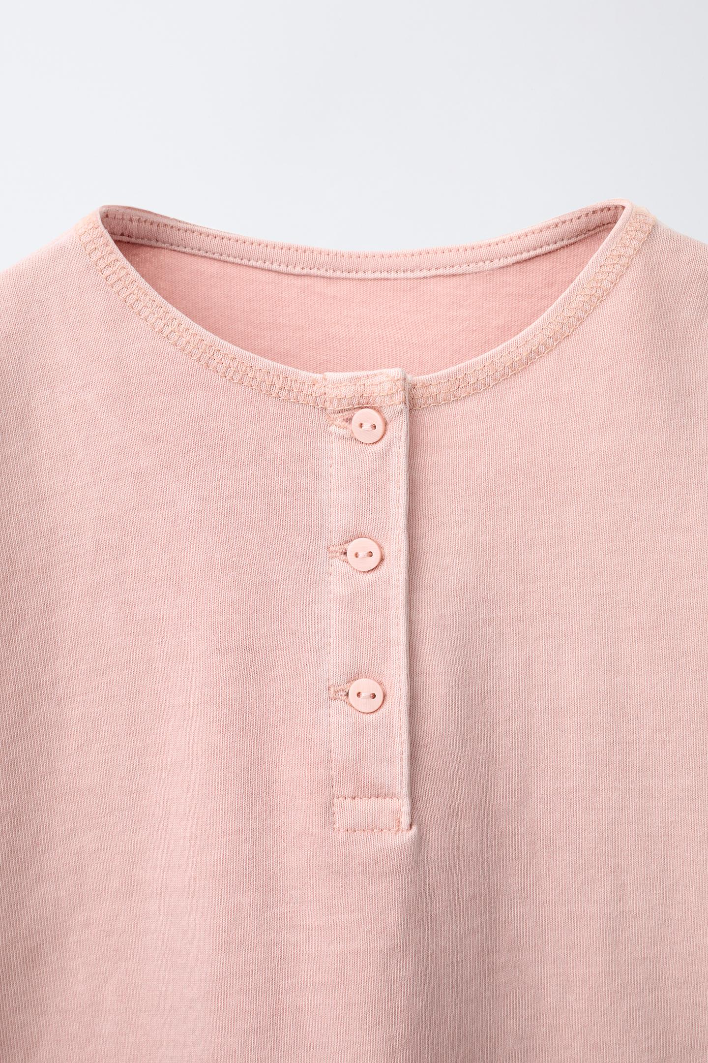 Футболка Zara Henley, цвет: Розовый — фото 4
