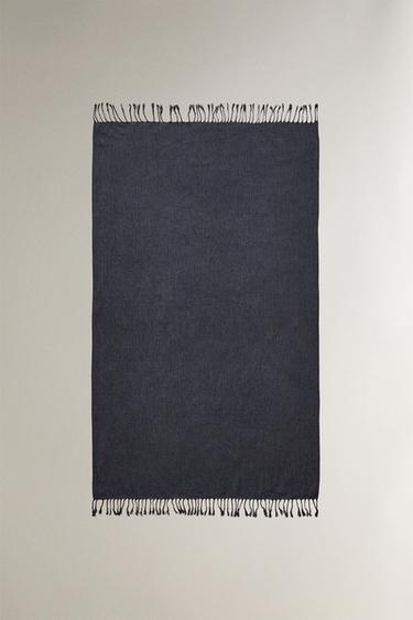 TOALHA DE BANHO TIPO PAREÔ DE PRAIA COM LISTRAS FINAS - Azul-marinho da Zara