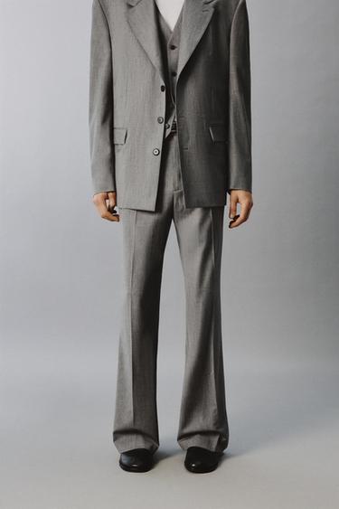 LIMITED EDITION STRIPED FLARE SUIT TROUSERS - Grey by Zara