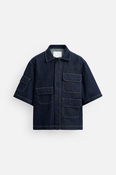 DENIM SHIRT WITH POCKETS - Blue by Zara - Image 7