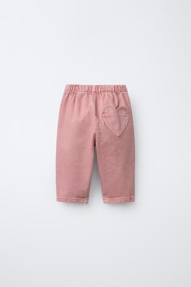 TWILL BAGGY TROUSERS WITH HEART POCKET - Pink by Zara - Image 1
