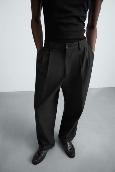 FLOWING WIDE-LEG PLEATED TROUSERS - Black by Zara - Image 4