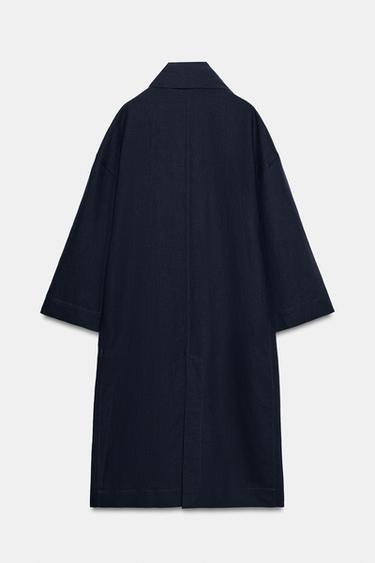 MANTEAU OVERSIZE AVEC LIN ZW COLLECTION - Bleu marine de Zara - Image 7