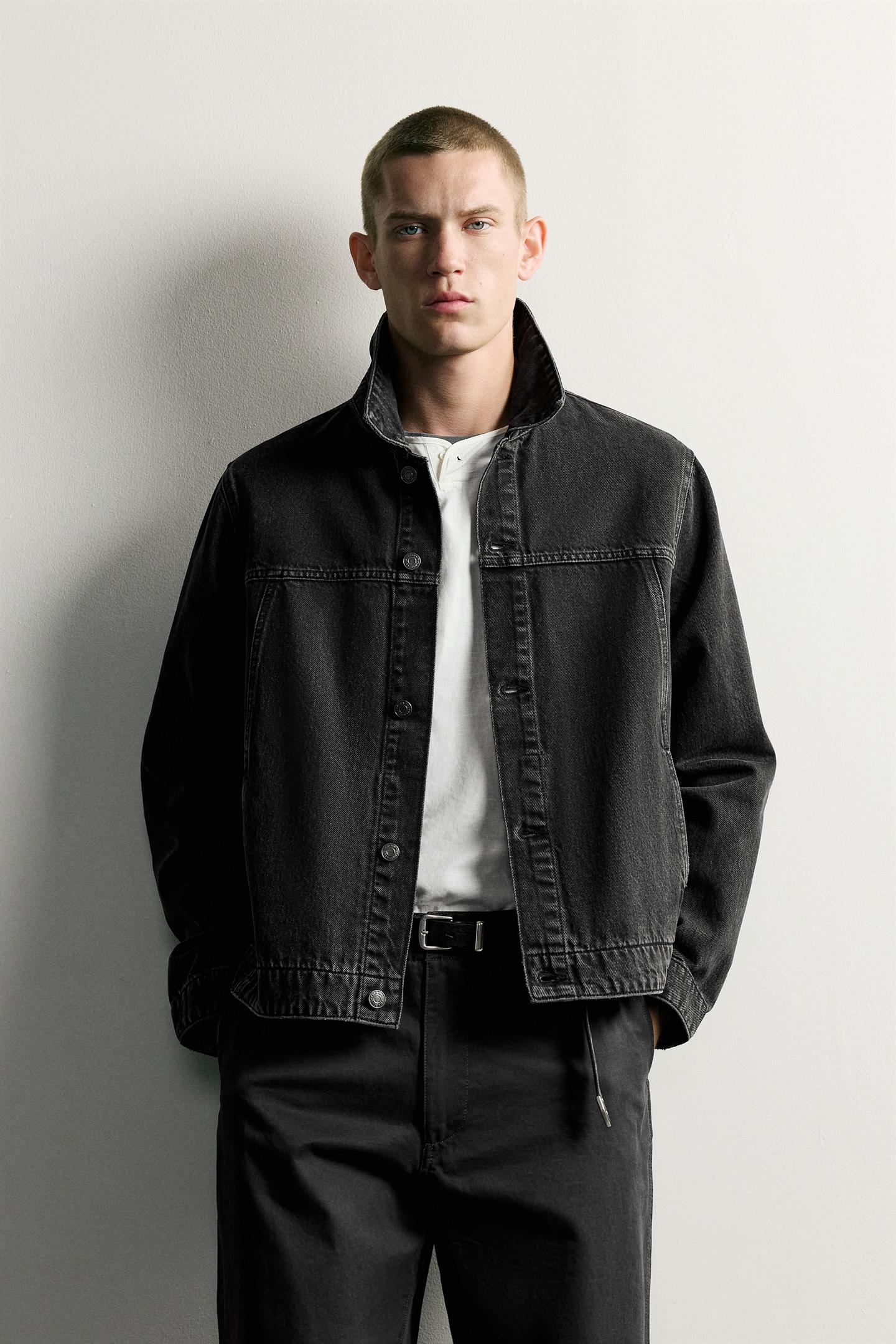 Мужская куртка Zara Basic Denim, цвет: Чёрный — фото 2
