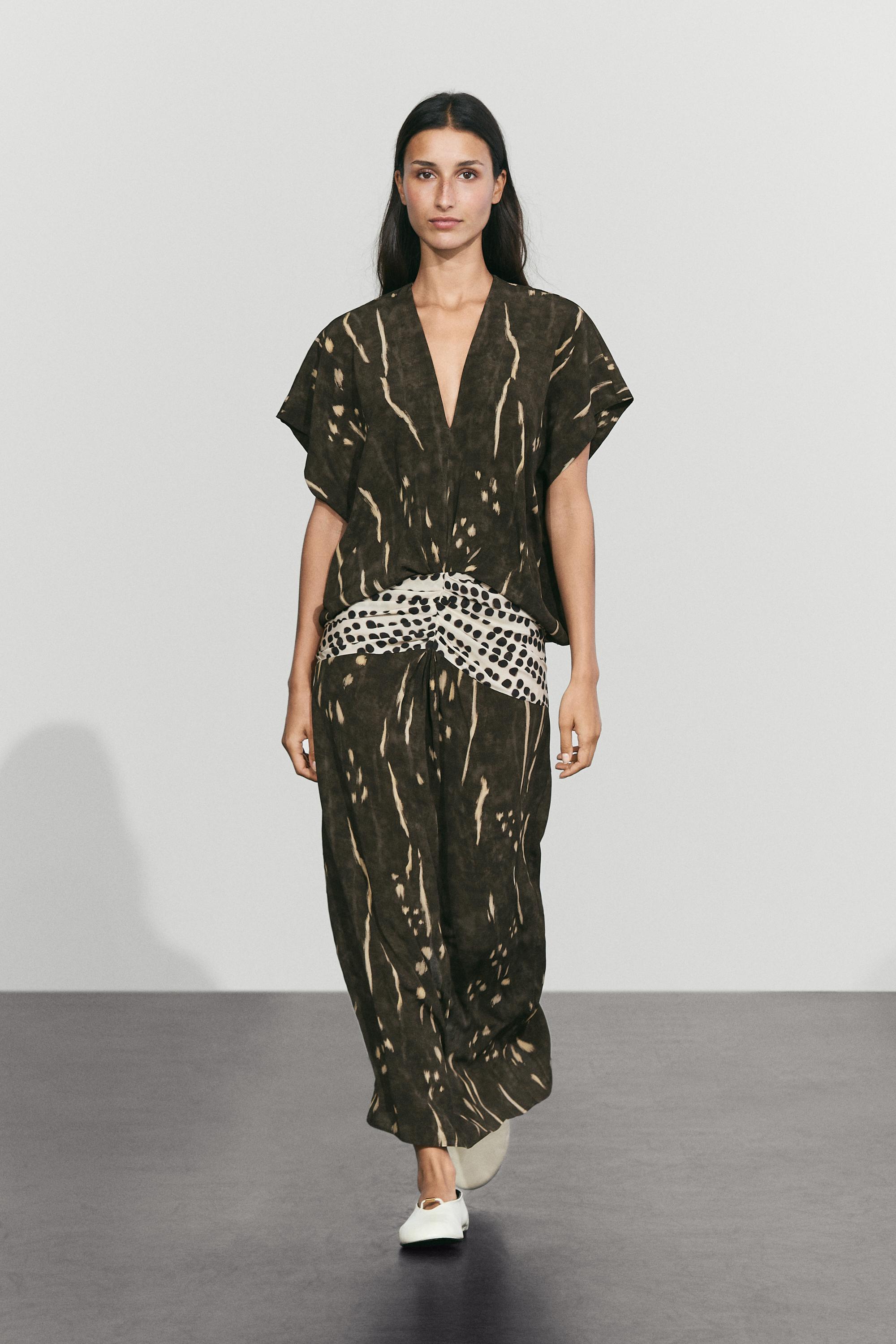 Robe midi avec ceinture imprimée