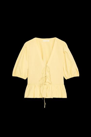 TOP MIT MATERIALMIX UND BÄNDERN - Gelb von Zara - Bild 0