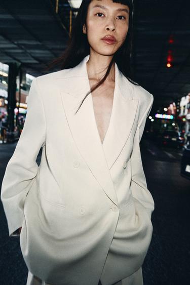 ZW COLLECTION OVERSIZE DOUBLE-BREASTED BLAZER - Ivory by Zara