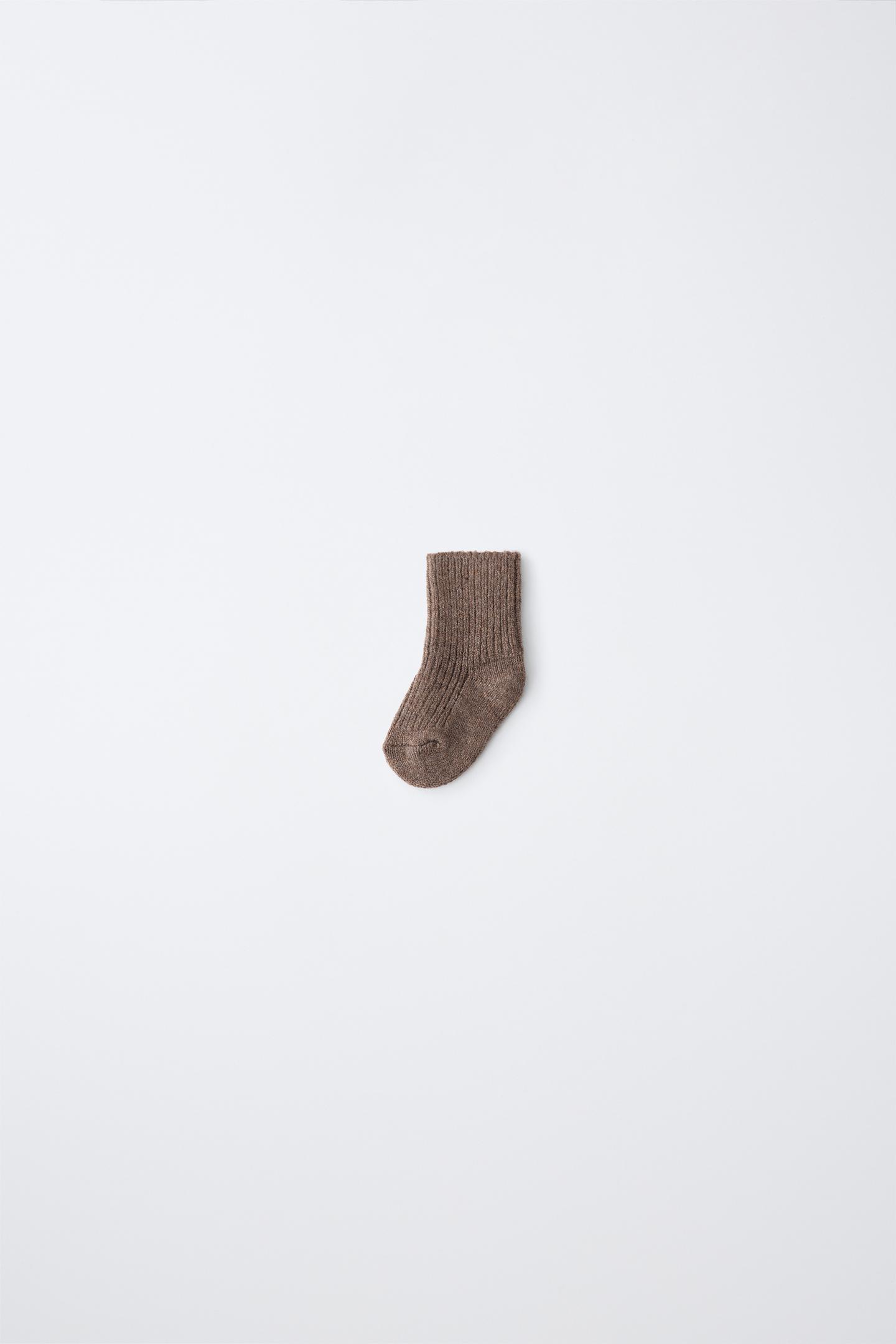 Носки Cashmere для детей, шерсть — Zara, цвет: Коричневый — фото 1