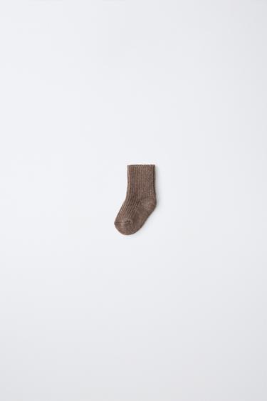 WOOL AND CASHMERE SOCKS — Brown 1