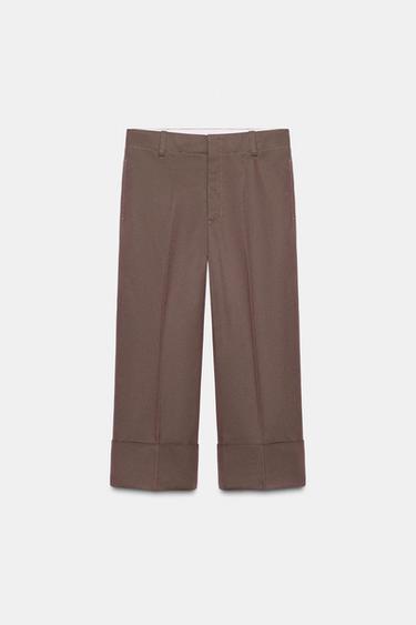 Zara ZW COLLECTION CUFFED PANTS - Brown / Taupe