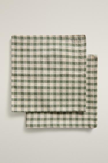 SET TOVAGLIOLI QUADRI E IMPUNTURE (SET DA 2) - Verde di Zara