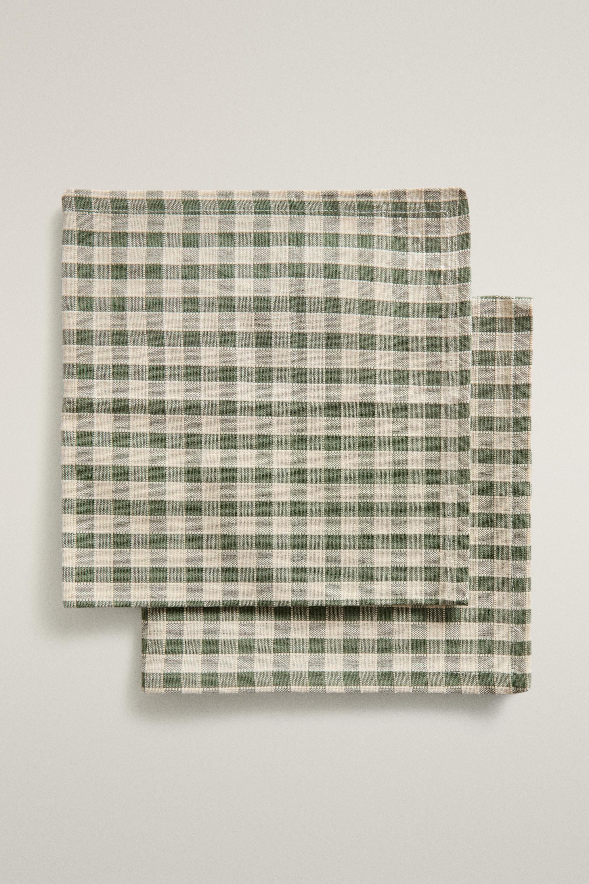 PACK OF CHECK NAPKINS WITH TOPSTITCHING (PACK OF 2)