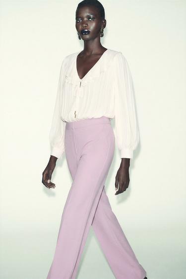 PANTALÓN RECTO TIRO ALTO - Lila de Zara
