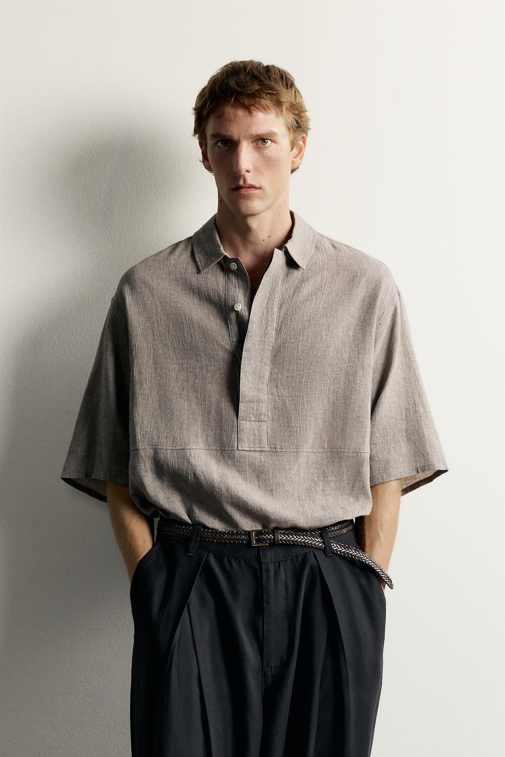 RELAXED-FIT LINEN-COTTON POLO SHIRT