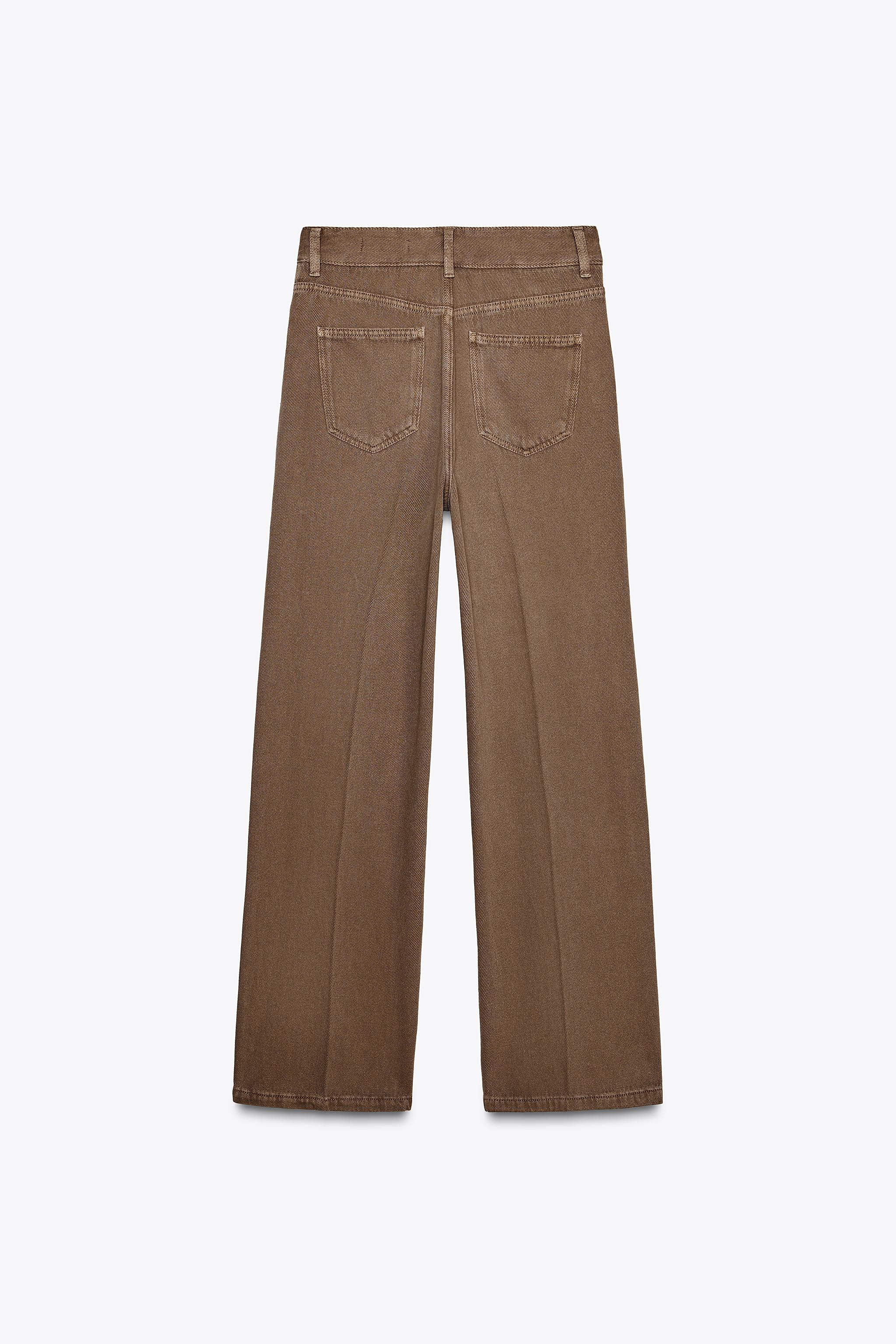 ZW COLLECTION HIGH-WAIST WIDE-LEG JEANS - Brown | ZARA United Kingdom