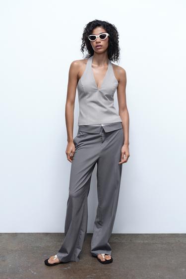 TOP HALTER COMBINÉ - Gris de Zara - Image 0