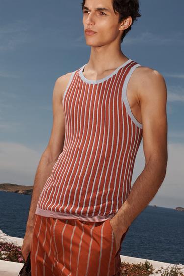 LIMITED EDITION STRIPED JACQUARD KNIT TANK TOP - Red Stripe by Zara