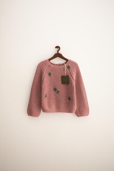 ZARA TIMELESS - PULL EN MAILLE FLEURS BRODÉES - Rose moyen de Zara - Image 0