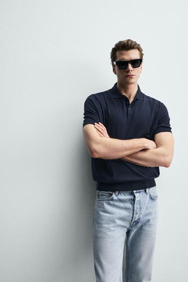POLO EN MAILLE REGULAR FIT - Bleu marine de Zara - Image 5