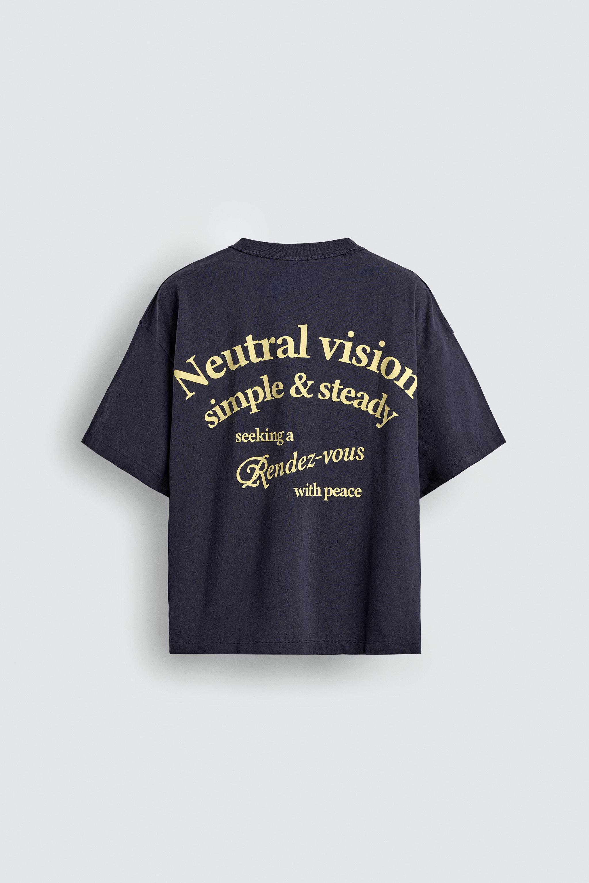 CONTRASTING TEXT PRINT T-SHIRT