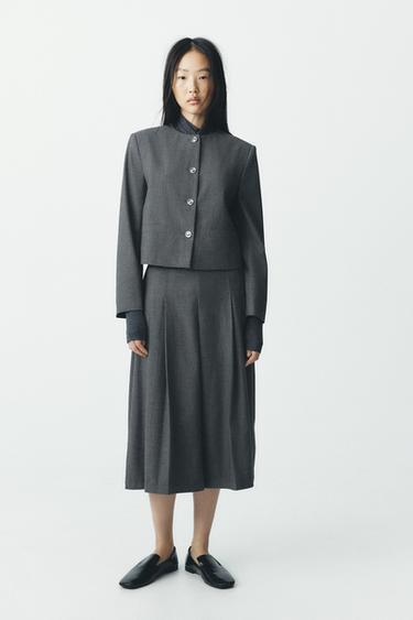 라운드넥 숏 블레이저 - Zara 그레이