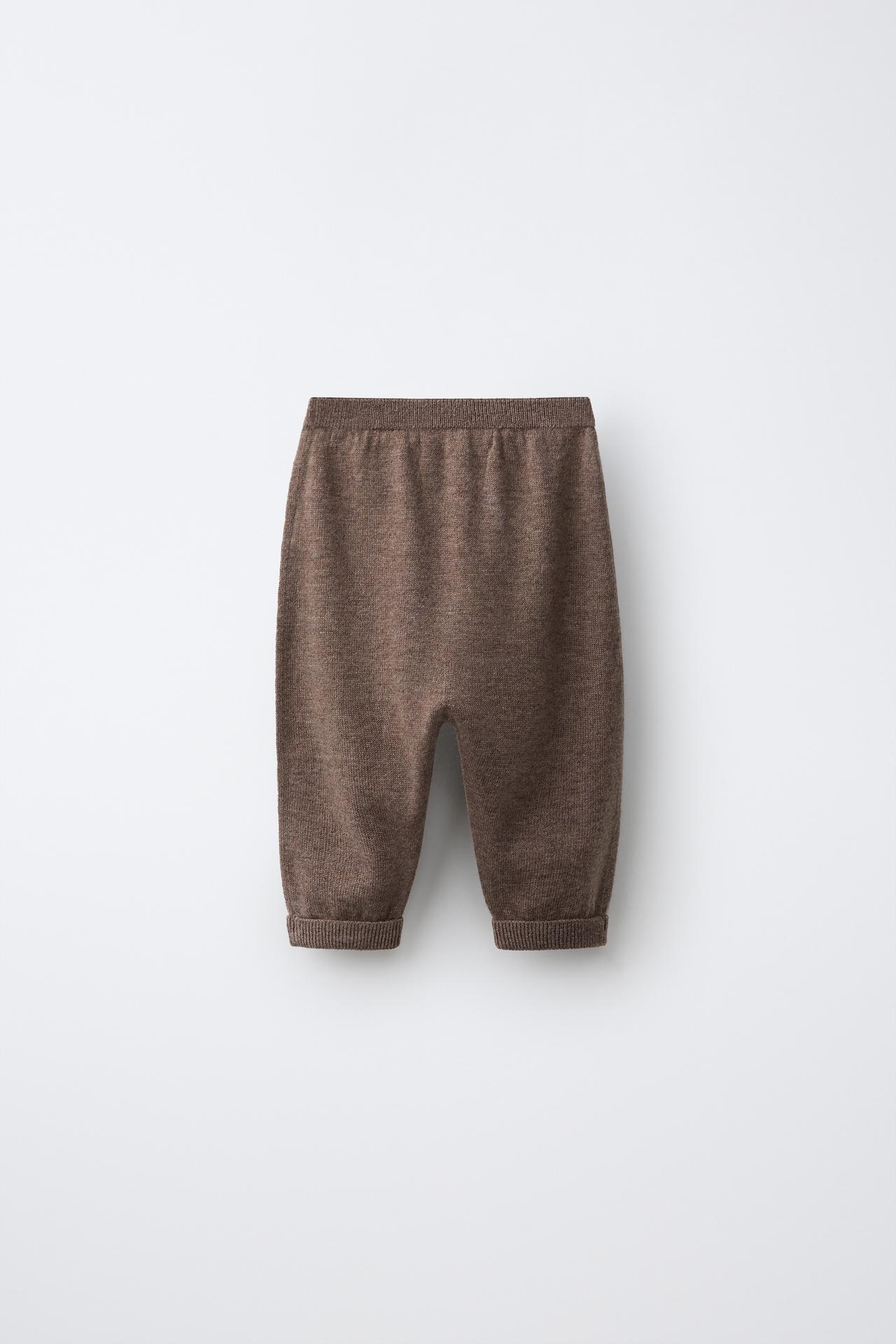 WOOL-CASHMERE BLEND DROP-CROTCH LEGGINGS — Brown