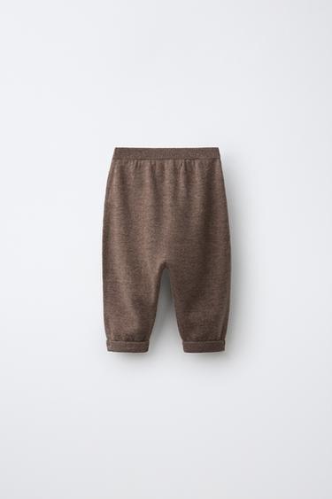 WOOL-CASHMERE BLEND DROP-CROTCH LEGGINGS — Brown 2
