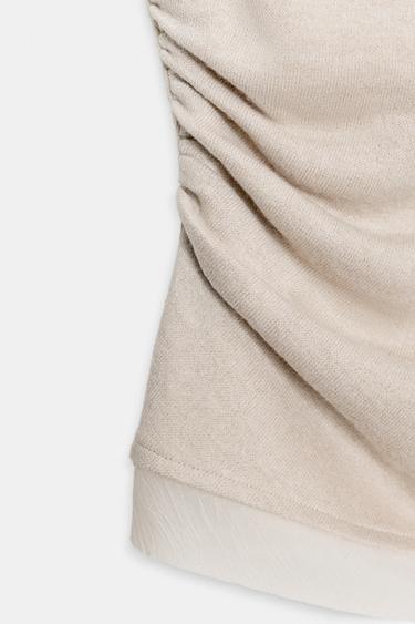 TOP DRAPÉ DOUX - Écru de Zara - Image 4