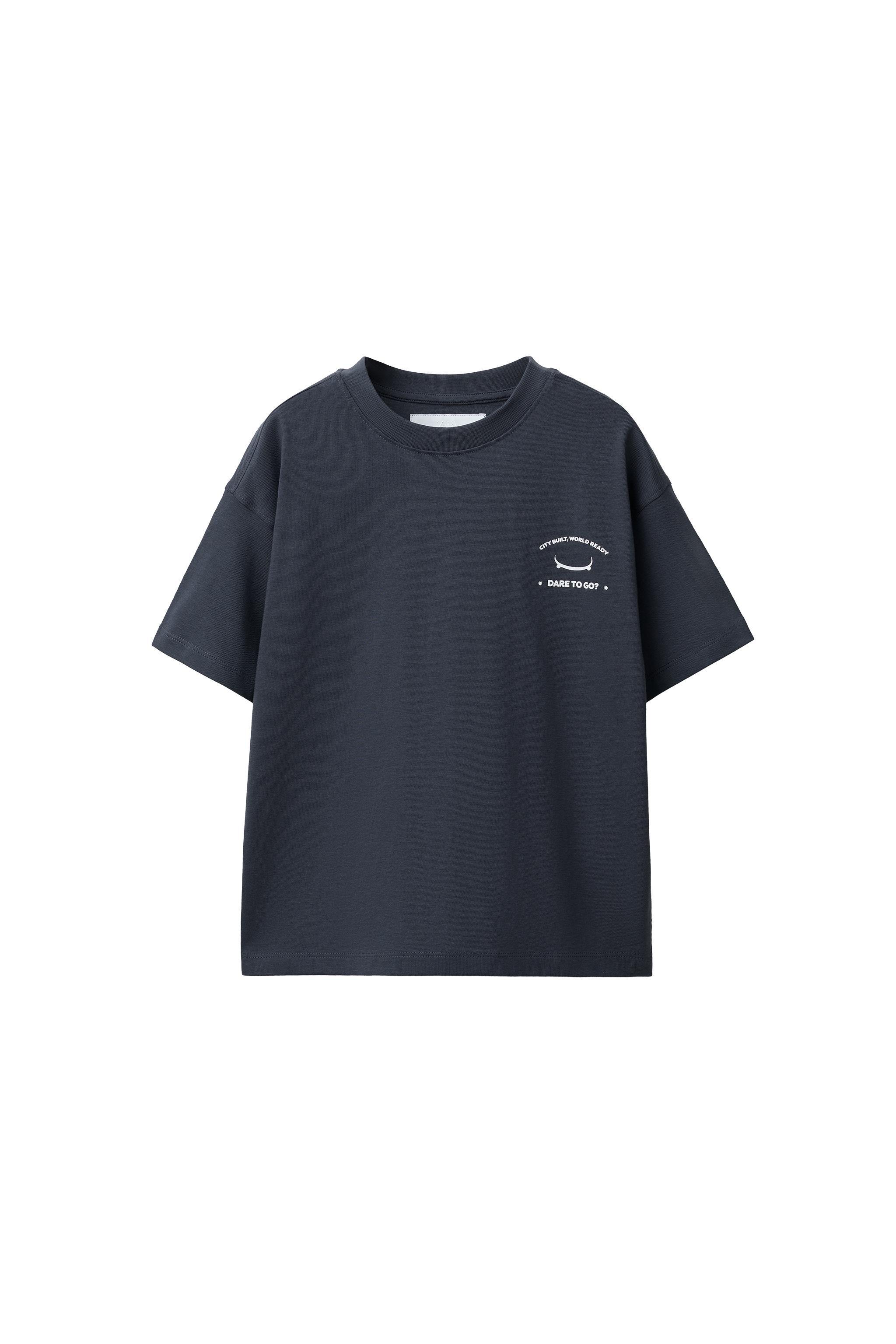 ロゴプリントTシャツ - グレー/ブルー | ZARA Japan / 日本