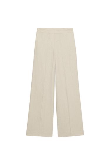LINEN STRAIGHT TROUSERS - Light beige by Zara