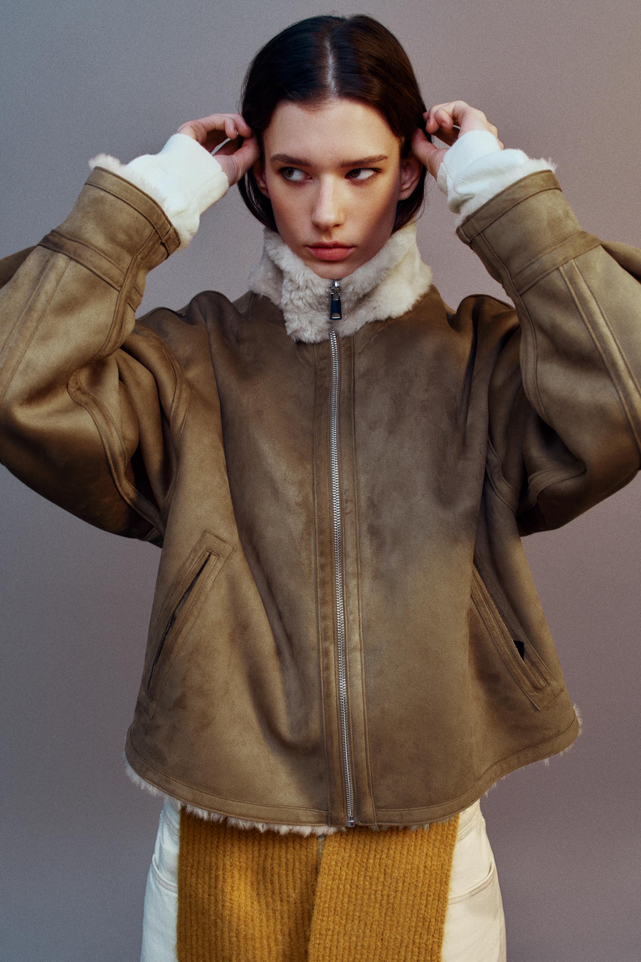 BLOUSON DOUBLE FACE À COL MONTANT