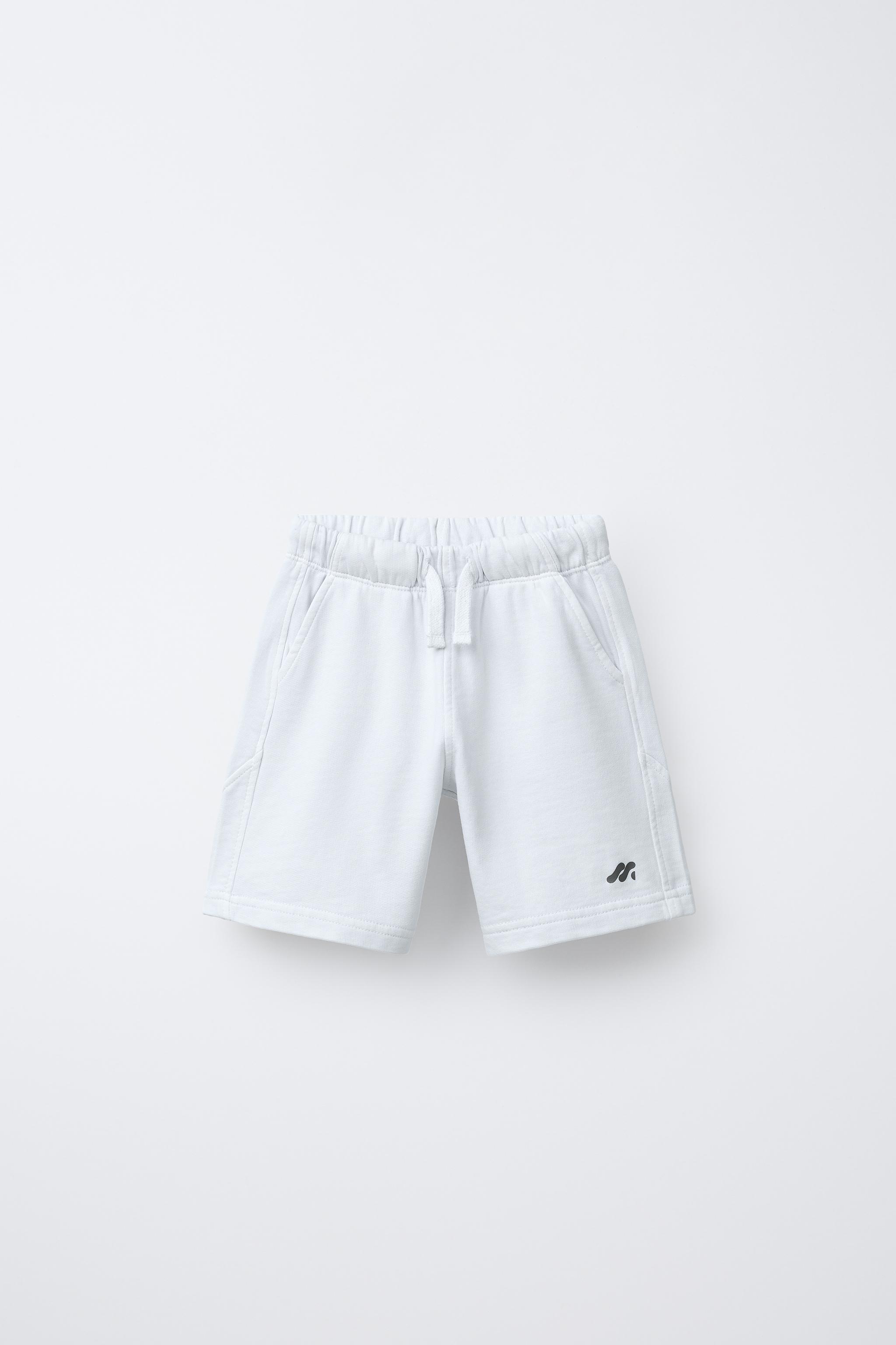 LOGO SEAMED PLUSH SHORTS - Mid-blue | ZARA United States