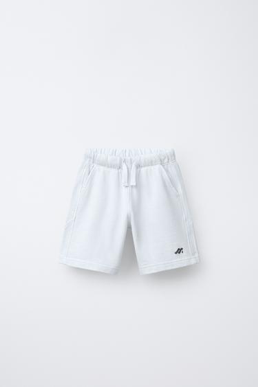 JERSEY-BERMUDASHORTS MIT EINSÄTZEN UND LOGO - Steingrau von Zara