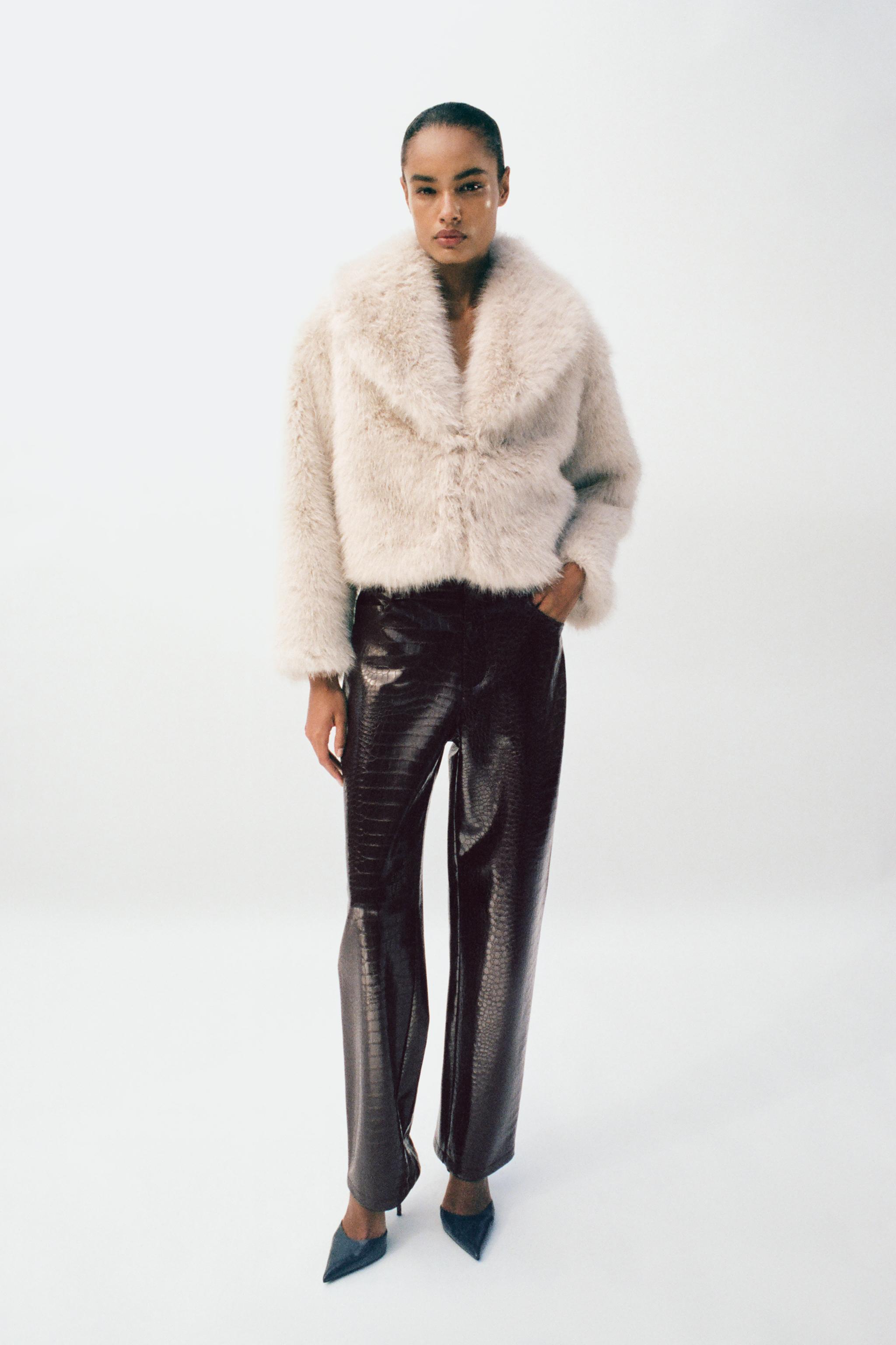 FAUX FUR LAPEL COLLAR JACKET