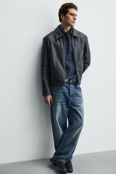 BLOUSON REGULAR FIT MATIÈRE SYNTHÉTIQUE - Bleu de Zara - Image 5