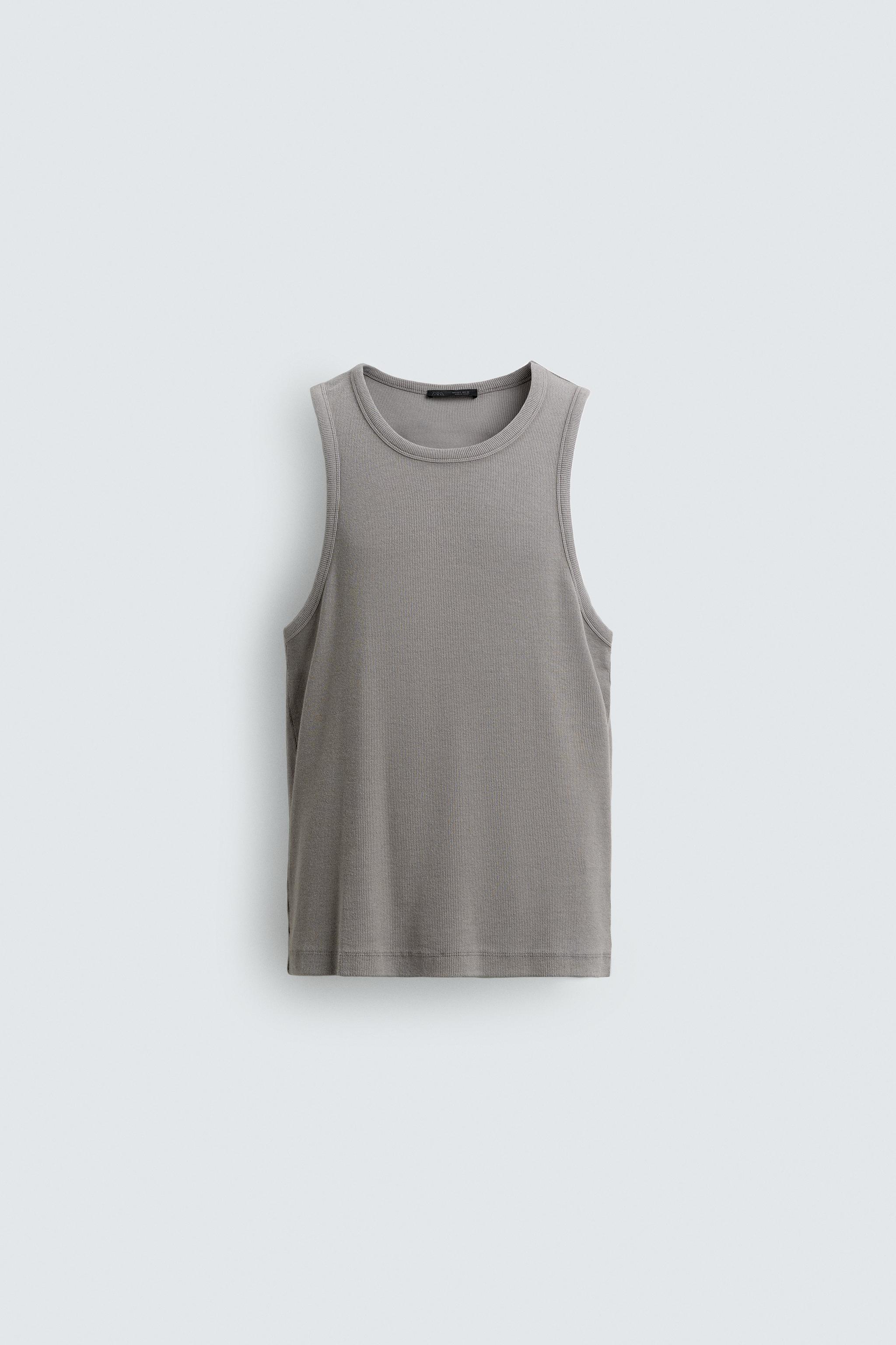 FADED RIB TANK TOP — Light grey