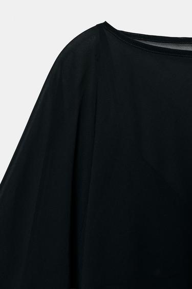 SHORT SATIN DRESS WITH CAPE DETAIL - Black by Zara