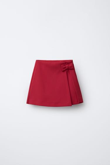 JUPE-SHORT AVEC NŒUD - Rouge de Zara
