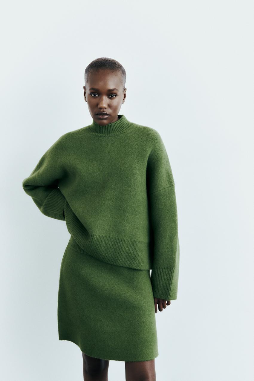 WIDE RIBBED KNIT SWEATER - Green