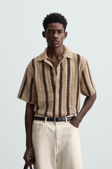 CAMISA ESTRUCTURA CROCHET - Marrón de Zara