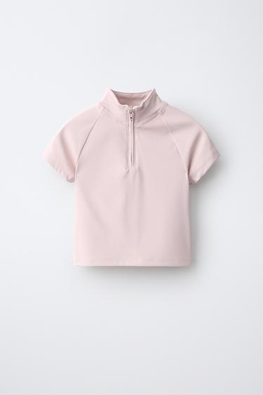 SPORTY ZIP T-SHIRT — Pink 1