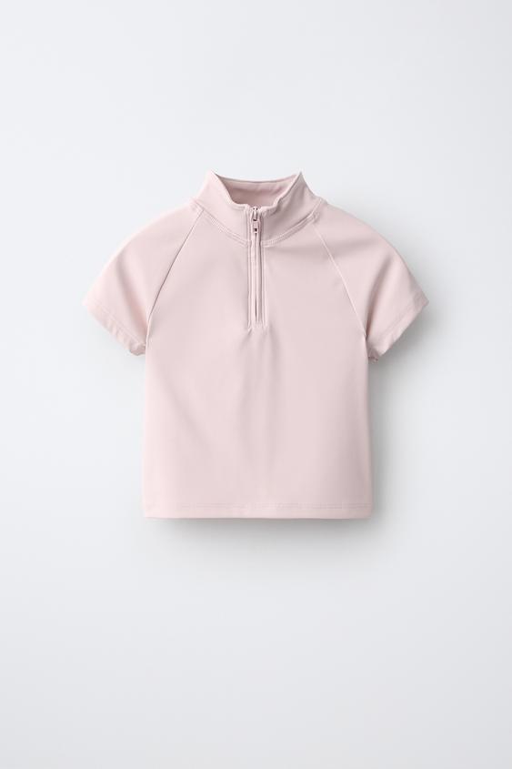 Zara SPORTY ZIP-UP T-SHIRT - Pink - Image 0