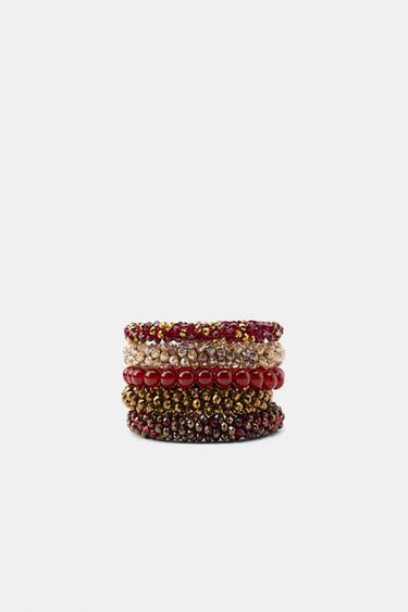 ELASTICATED BEADED BRACELET PACK - Multicoloured by Zara