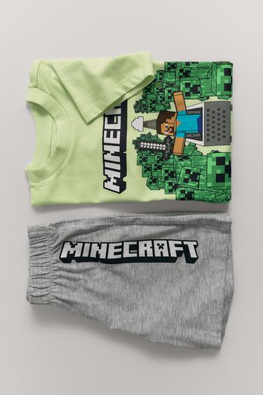 6-14 ROKOV/ PYŽAMO, TRIČKO A BERMUDY MINECRAFT © MOJANG AB. ™ - Žiarivá limetková zn. Zara