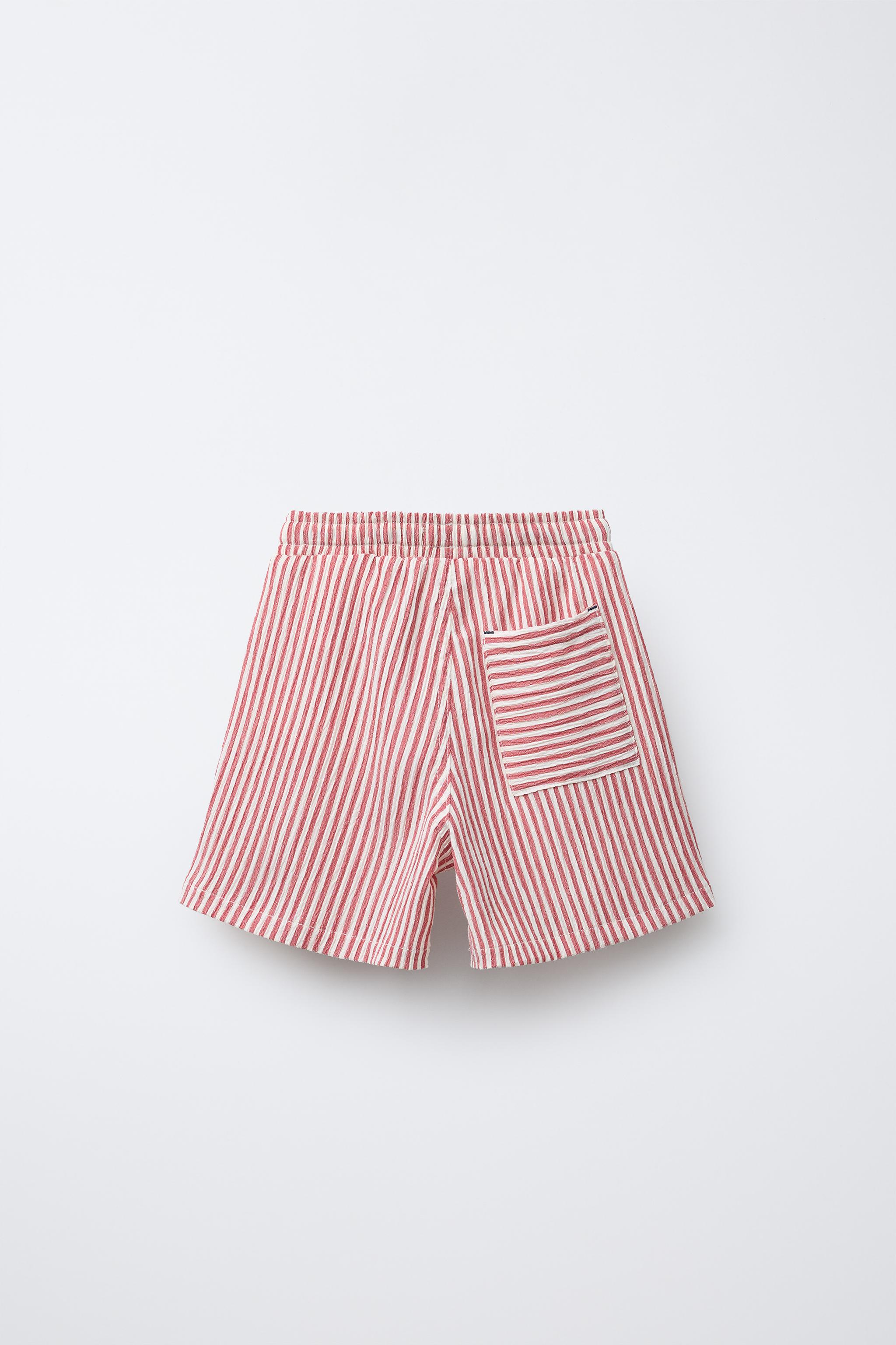 STRIPED TEXTURED SHORTS - Red / White | ZARA United States