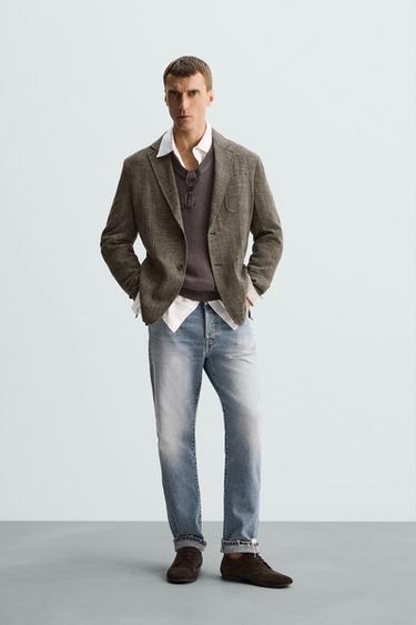 LIMITED EDITION RELAXED FIT VISCOSE-COTTON BLAZER - Dark tan by Zara - Image 0