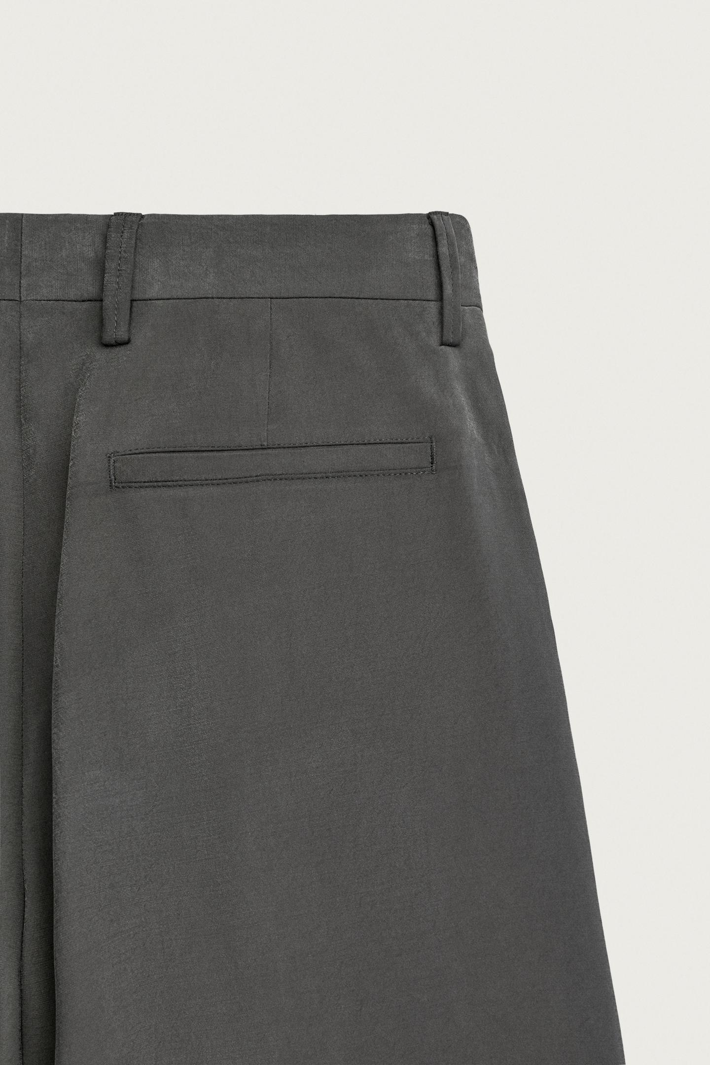 Мужские брюки Zara Relaxed Fit Pleated, цвет: Серый — фото 10