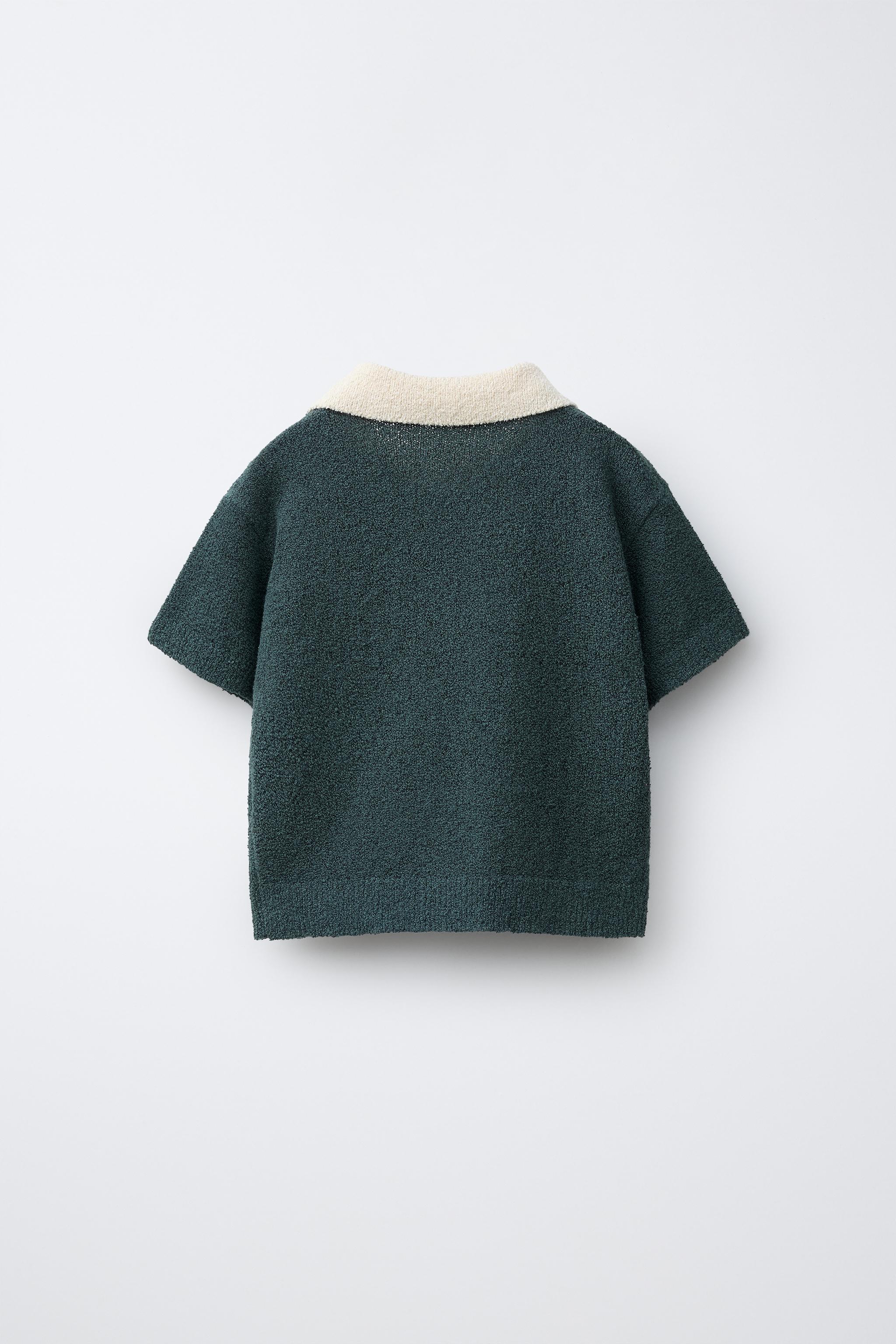CONTRAST COLLAR KNIT POLO SHIRT